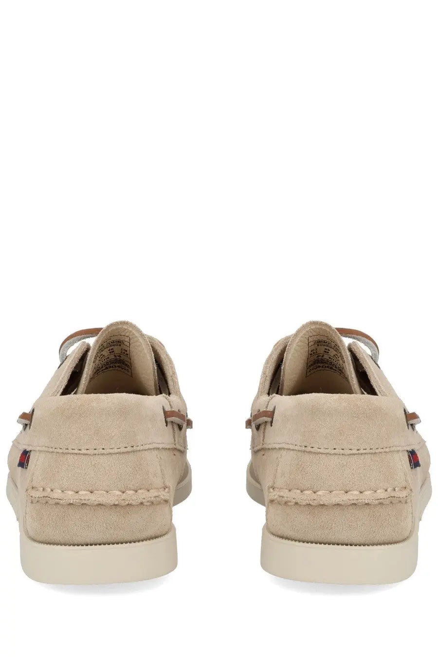 Sebago women’s mocassino Portland beige beige suede boat shoes with tan leather laces and detailing