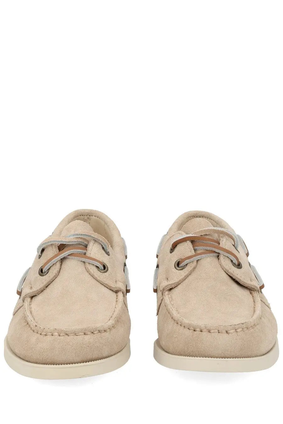 Sebago women’s mocassino Portland beige beige suede boat shoes with tan laces and metallic eyelets