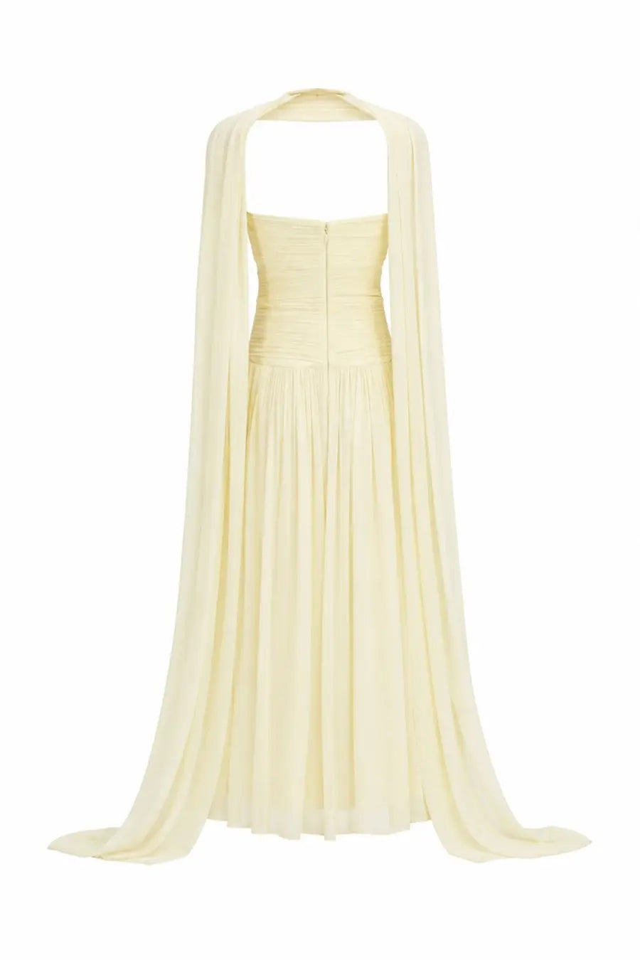 Self-portrait women’s abito in georgette con foulard yellow pale yellow halter-neck gown with fitted bodice and pleated skirt