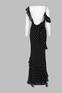 self-portrait Women's Abito Lungo in Georgette Pois Black