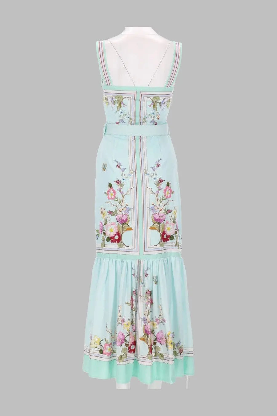 Self-portrait women’s abito midi con stampa floreale green light mint green floral maxi dress with embroidered blossoms and butterflies