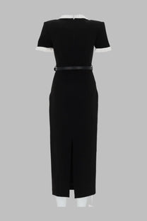 self-portrait Women's Abito Midi in Crepe Con Volant Black