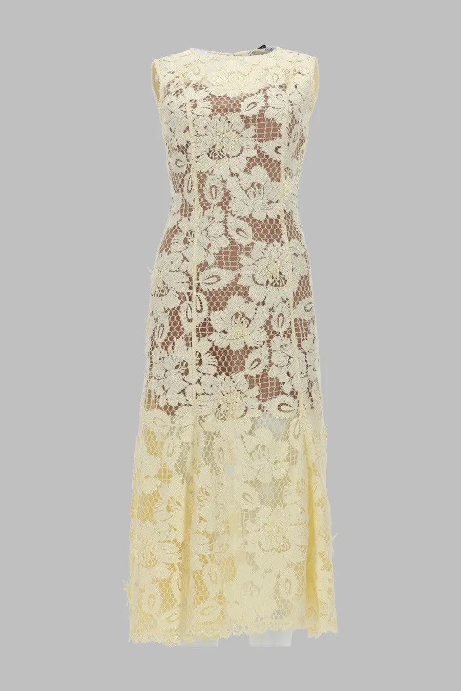 self-portrait Women's Abito Midi Fiori Crochet Yellow