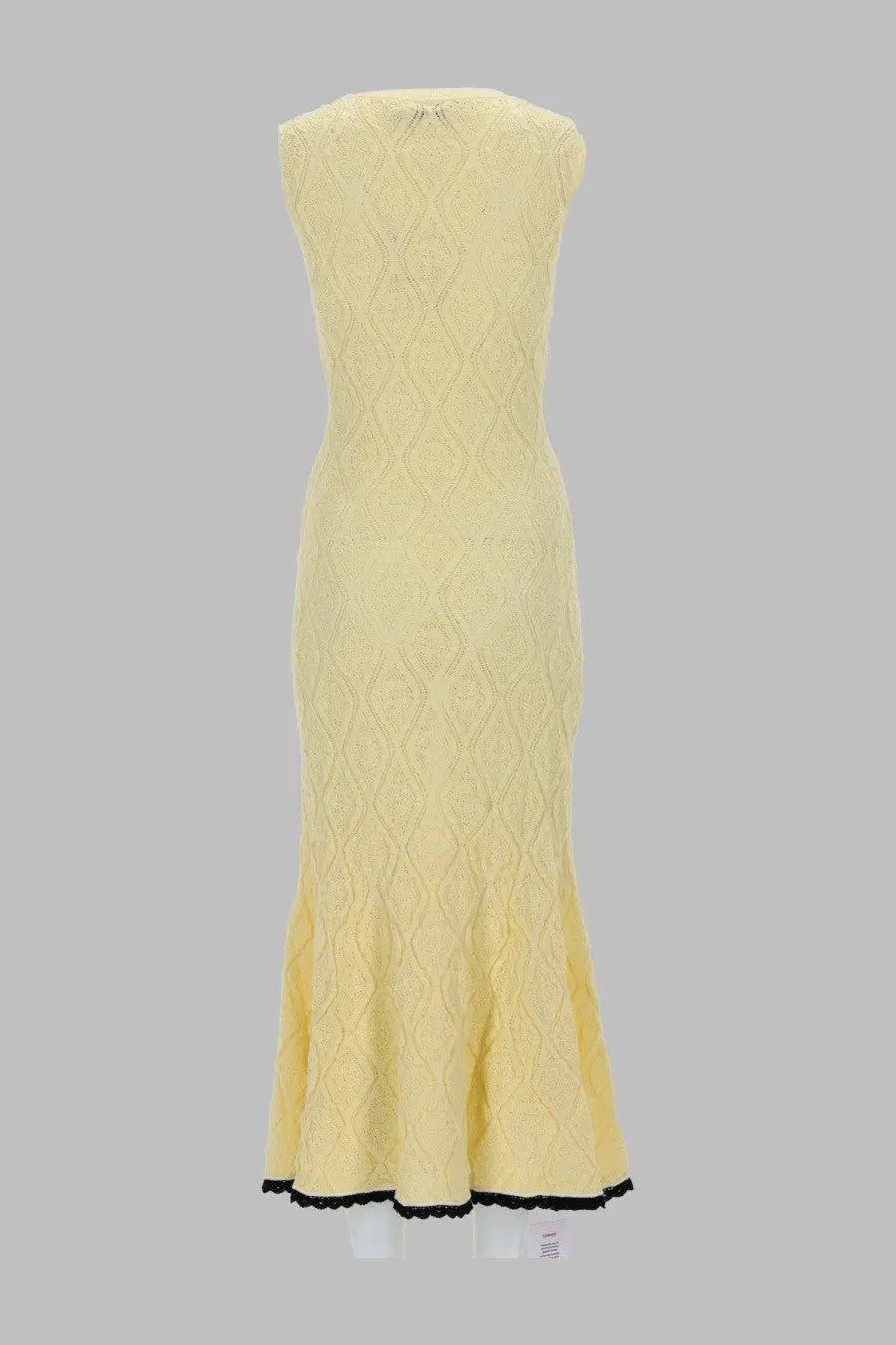 self-portrait Women's Abito Midi in Maglia Traforata Yellow