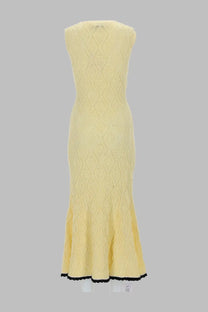 self-portrait Women's Abito Midi in Maglia Traforata Yellow