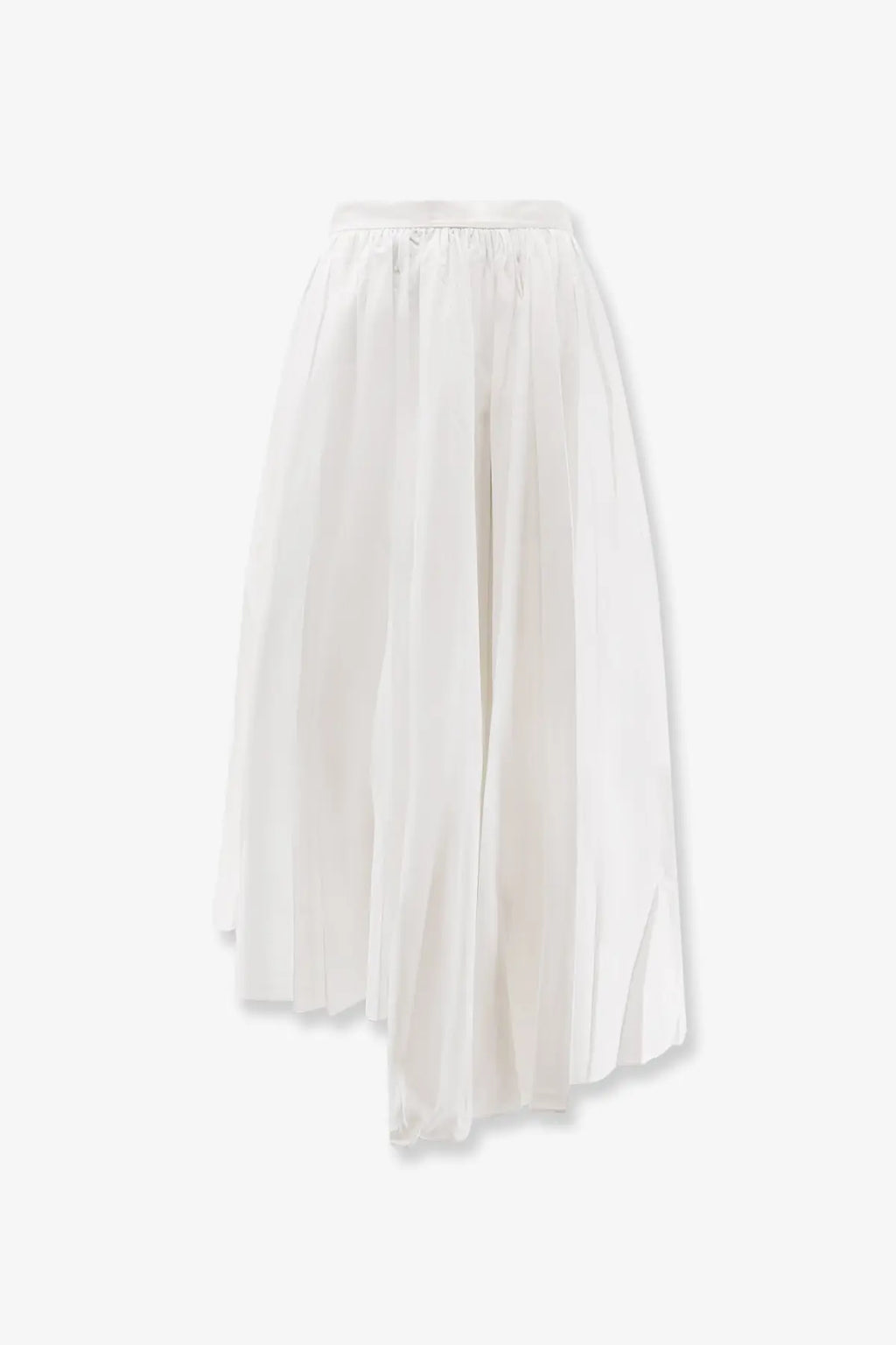 Self-portrait women’s asymmetrical white cotton skirt with pleated design elastic waistband and flowing hemline