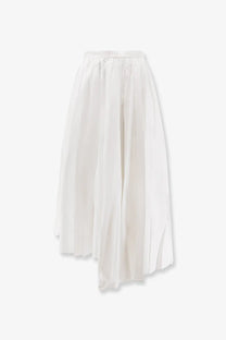 Self-portrait women’s asymmetrical white cotton skirt with pleated design elastic waistband and flowing hemline