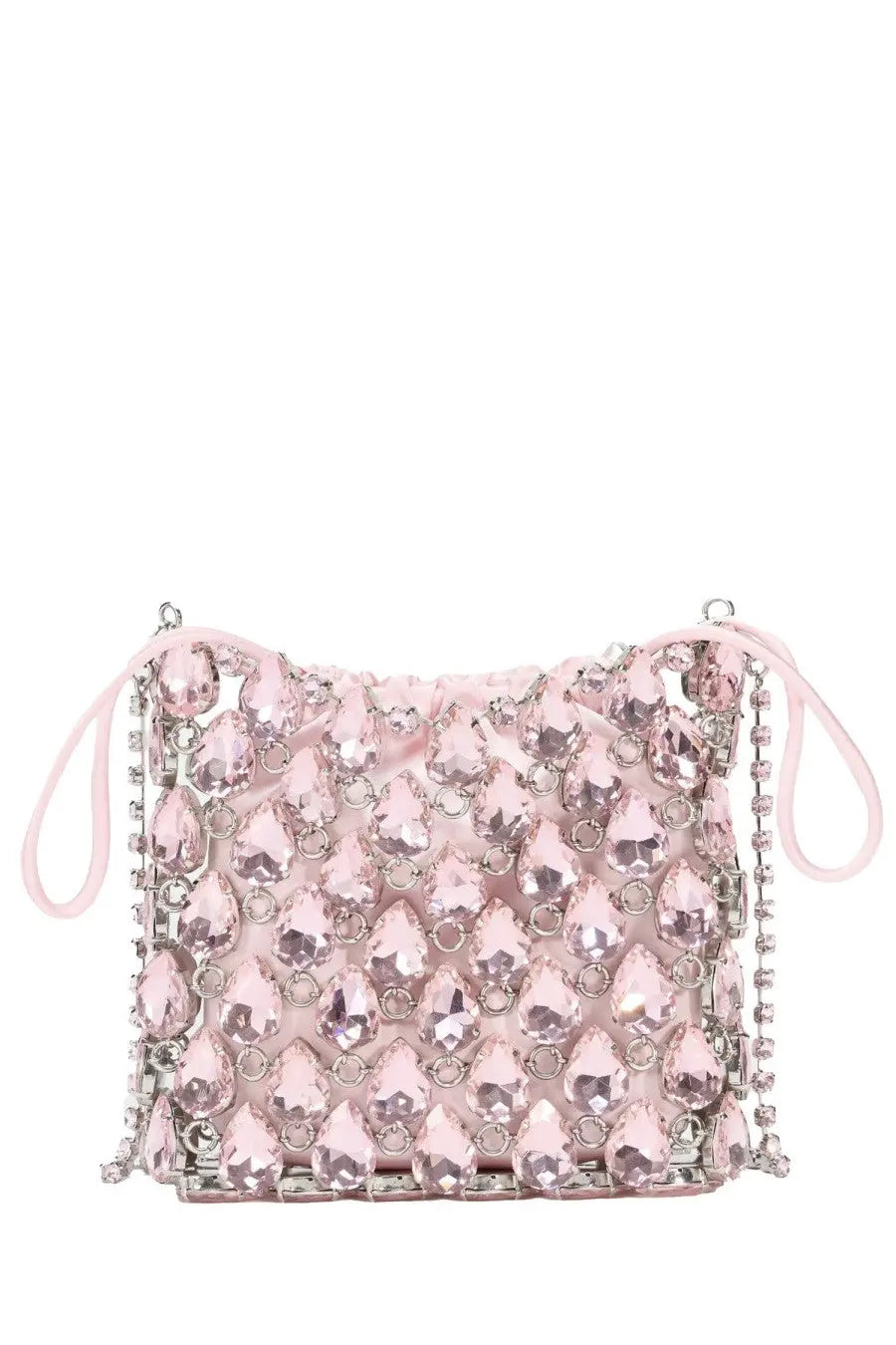 Self-portrait women’s borsa mini pink crystal-embellished shoulder bag with chain strap and soft fabric handles