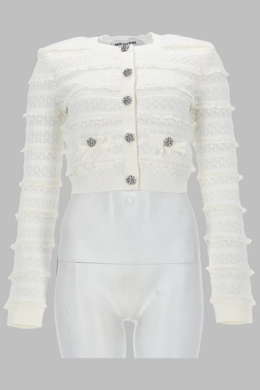 self-portrait Women's Cardigan Traforato Con Strass White