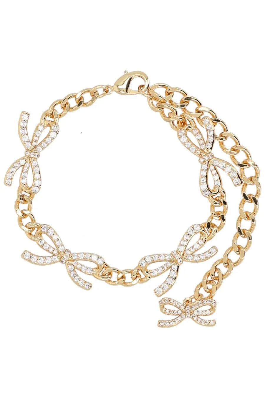 Gold-toned chain bracelet with sparkling crystal bow charms from self-portrait womens collection
