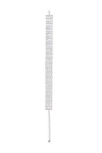 Silver beaded choker necklace with cascading design and delicate chain extension from Self-Portrait Women’s Crystal collection