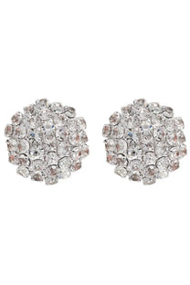 Sparkling silver rhinestone stud earrings with a dense circular cluster design from self-portrait womens crystal flower collection