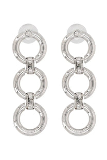 Self-portrait women’s silver earrings featuring silver-toned chain-link drop with three interconnected circular rings