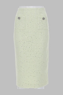 self-portrait Women's Gonna Midi in Boucle Green