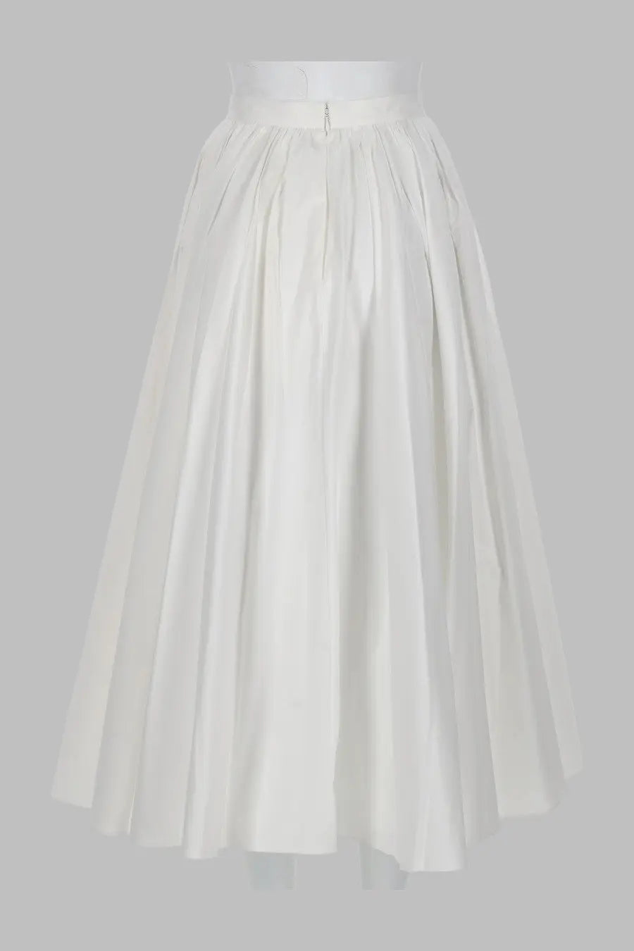 Self-portrait women’s gonna midi white cotton popeline skirt with flowing pleats fitted waistband and vertical seams
