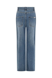 Self-portrait women’s blue denim jeans with wide-leg cut and subtle fading