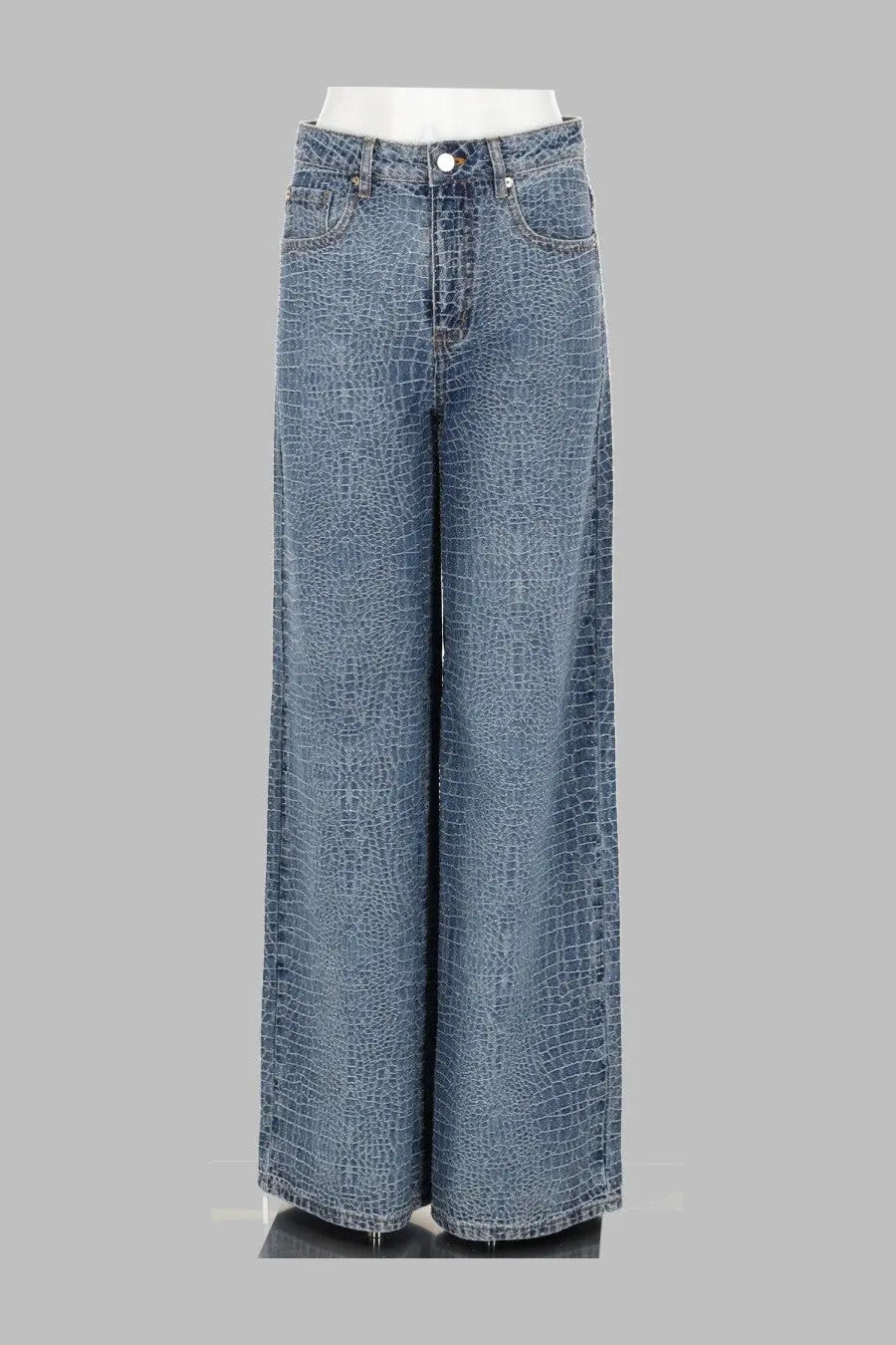 self-portrait Women's Jeans Con Strass Effetto Coccodrillo Blue