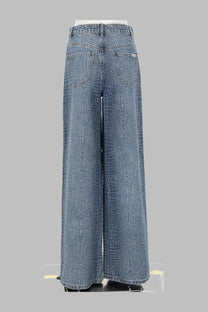 self-portrait Women's Jeans Con Strass Effetto Coccodrillo Blue