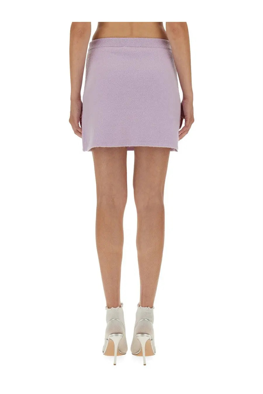 Self-portrait women’s knit skirt in purple with a soft lavender color and ribbed waistband detail