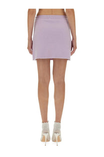 Self-portrait women’s knit skirt in purple with a soft lavender color and ribbed waistband detail