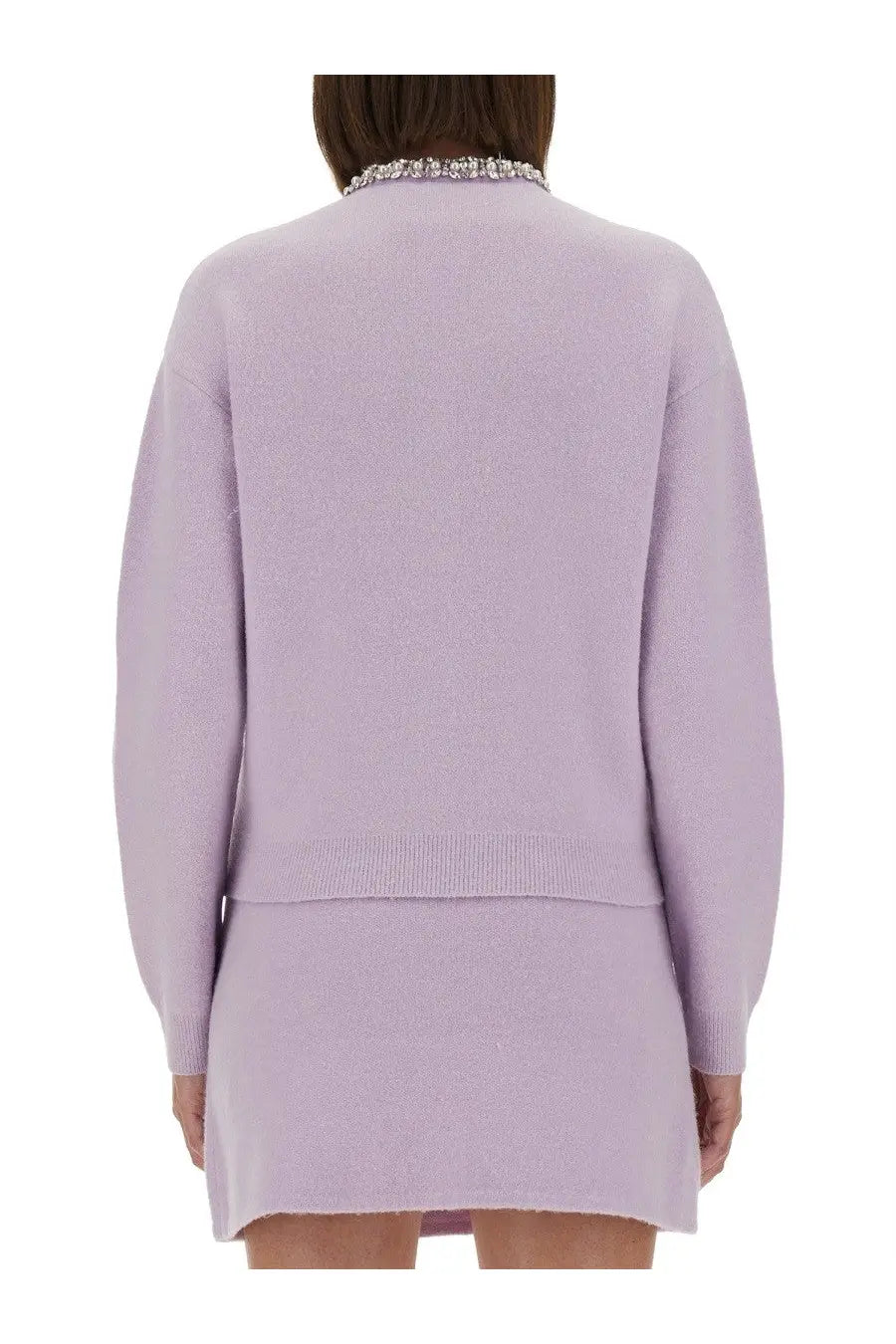Self portrait women’s knitted cardigan purple with lavender knit and sparkling embellished collar detail