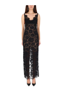 Self-portrait women’s black lace maxi dress with floral patterns and a fitted silhouette