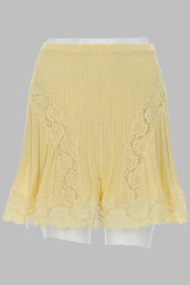 self-portrait Women's Minigonna in Maglia Traforata Yellow