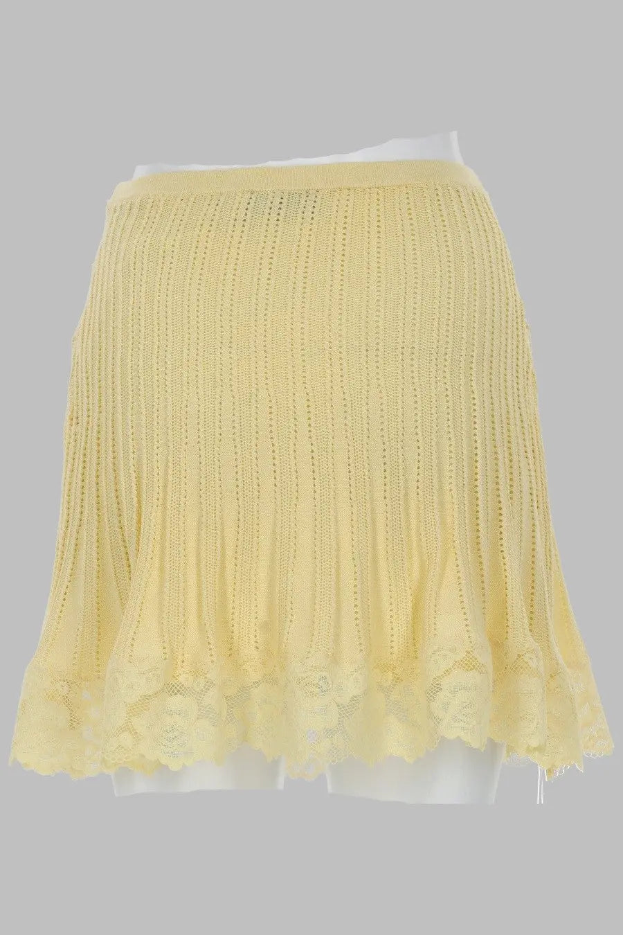 self-portrait Women's Minigonna in Maglia Traforata Yellow