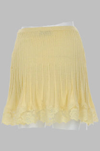 self-portrait Women's Minigonna in Maglia Traforata Yellow