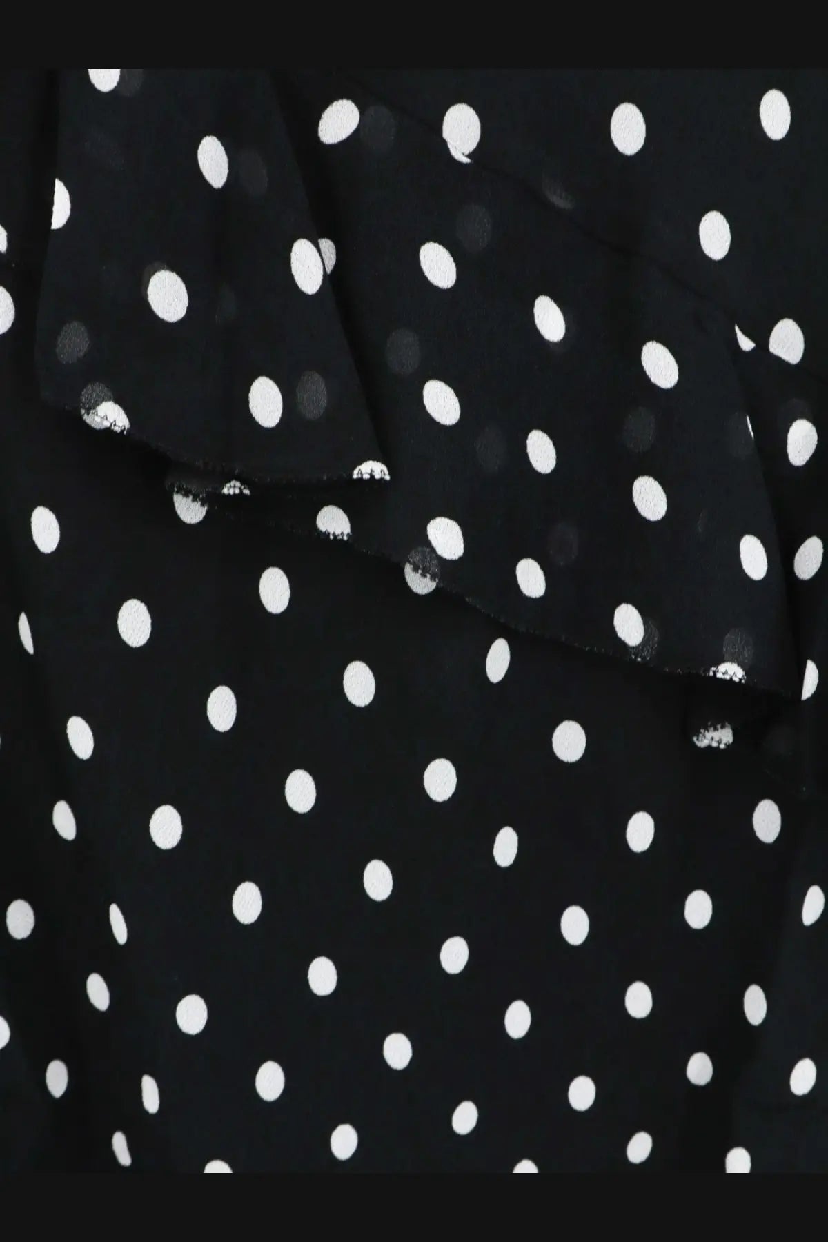 Self-portrait women’s black viscose dress with white polka dots and ruffled hem front view