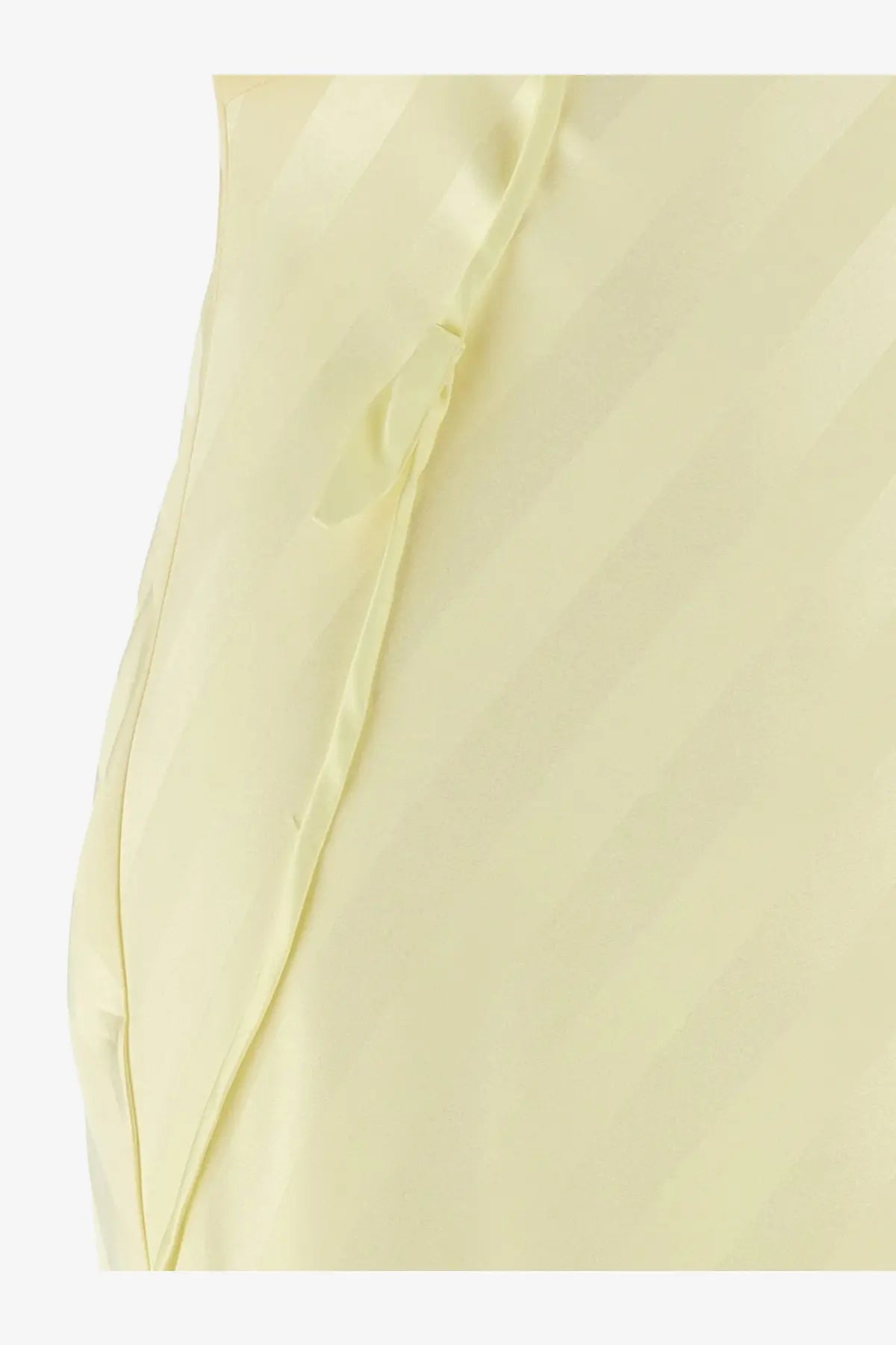 Self-portrait women’s yellow satin long dress with subtle diagonal stripes and delicate tie closure