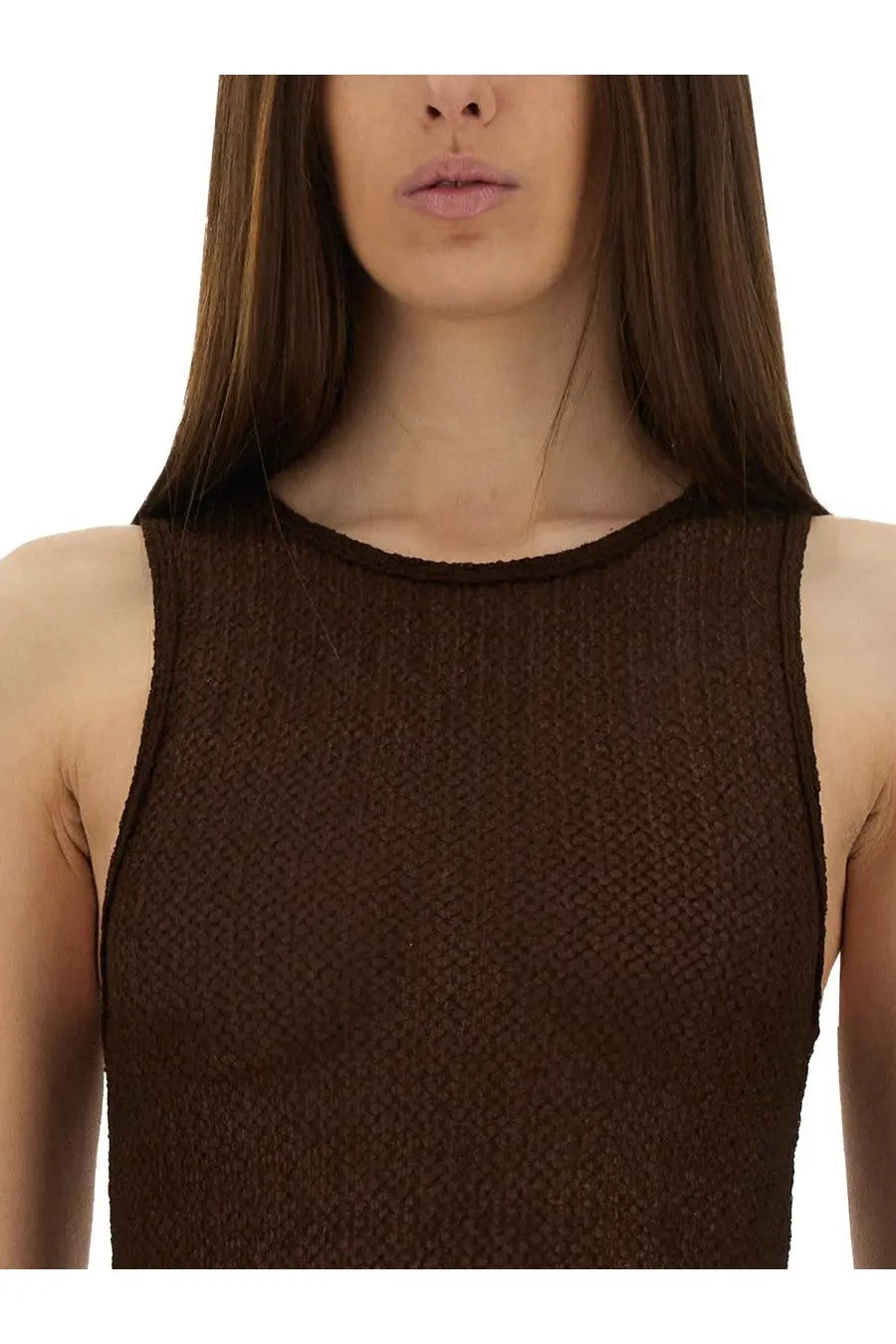 Selia richwood women’s mini poncik dress brown with a sleeveless textured knit top and rounded neckline
