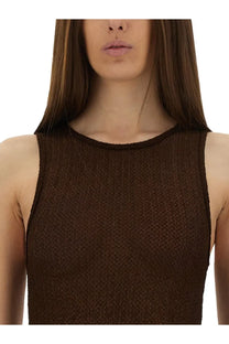 Selia richwood women’s mini poncik dress brown with a sleeveless textured knit top and rounded neckline