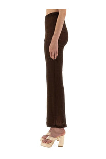 Selia Richwood women’s pants lily brown ribbed knit high waisted trousers with a brown flared leg cut