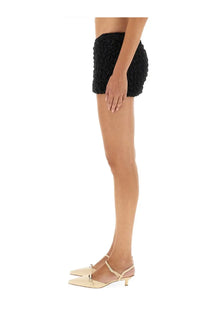 Black textured shorts with ruffled plush fabric finish from Selia Richwood womens skirt Lia Black product line