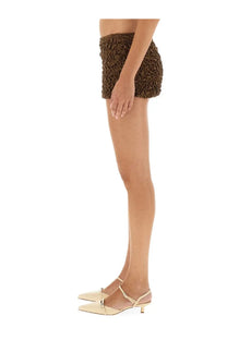 Brown textured crochet shorts from selia richwood women’s skirt lia brown collection with intricate pattern detail