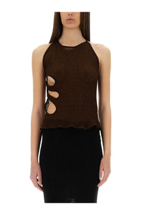 Selia Richwood women’s brown knitted halter top with cut-out details perfect for stylish summer wear