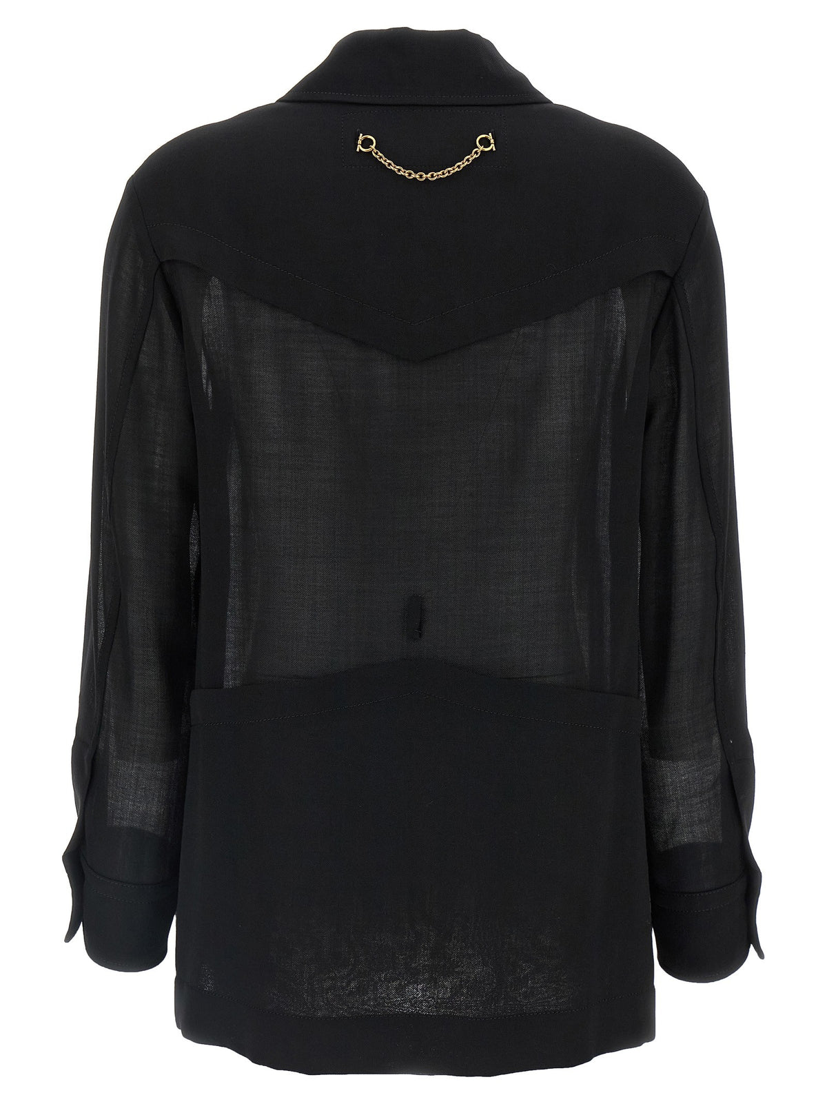 Ferragamo Semi Sheer Wool Jacket Black