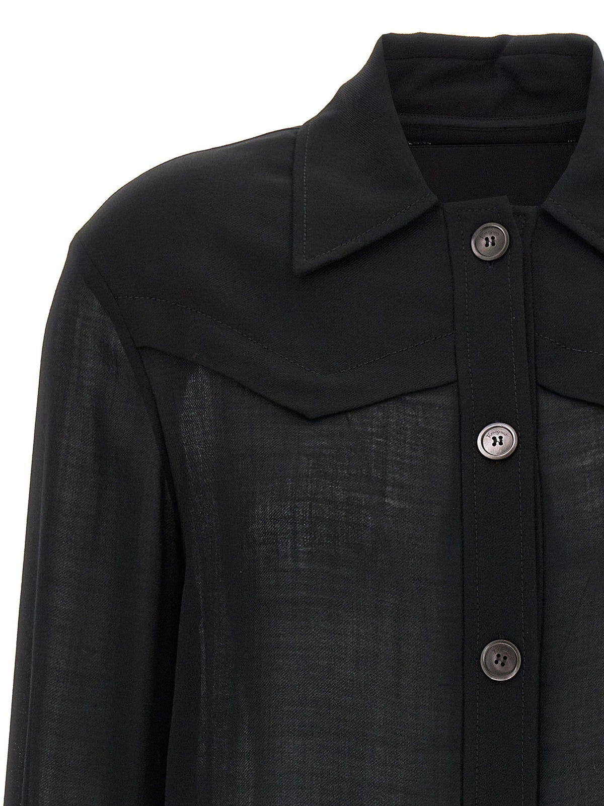 Ferragamo Semi Sheer Wool Jacket Black