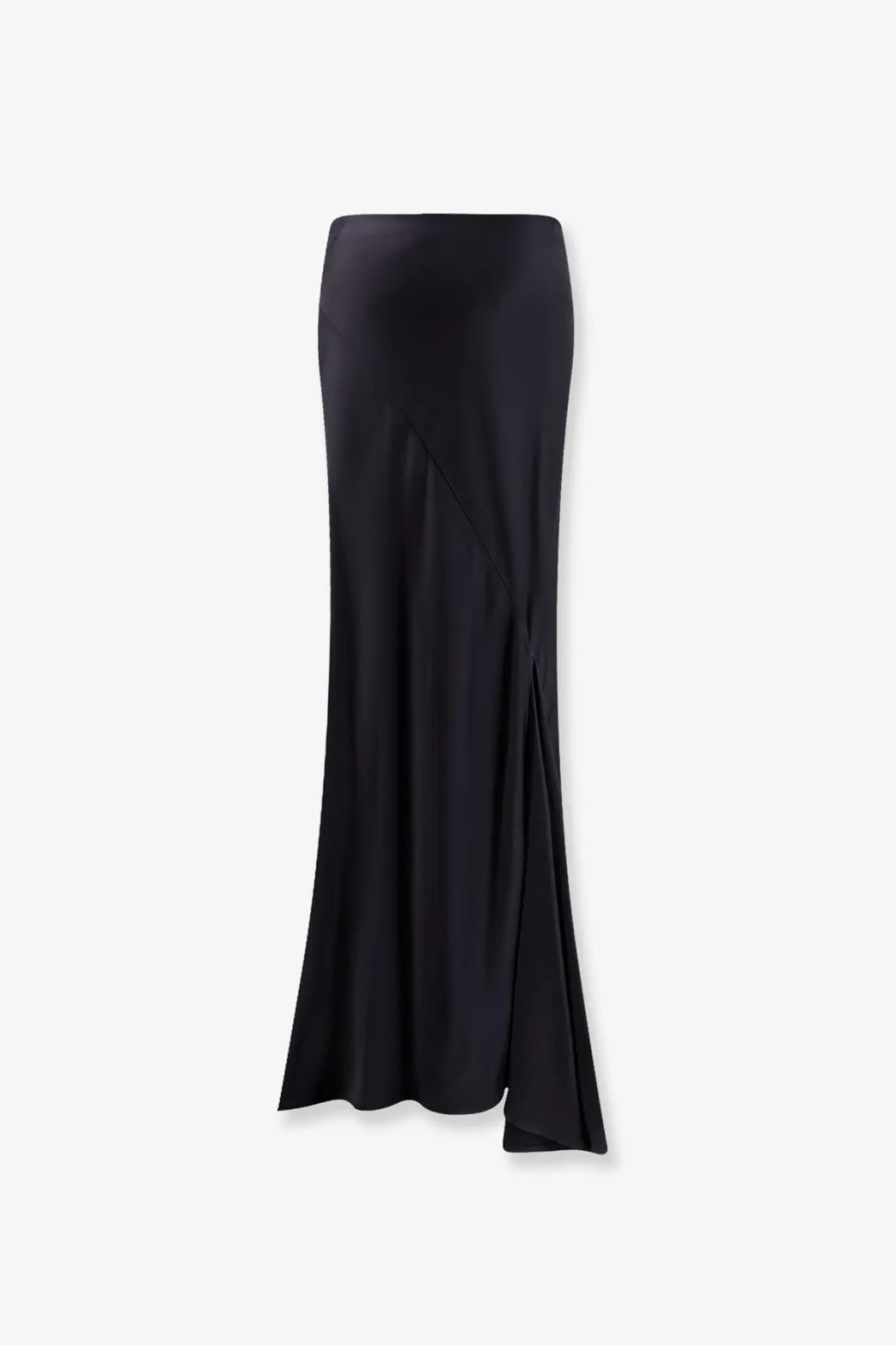 Semicouture women’s elvira satin long skirt grey black satin maxi skirt with side slit for elegant occasions