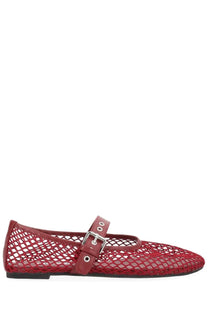 Senso women’s ballerina carina red red mesh mary jane flat shoe with silver buckle and leather strap