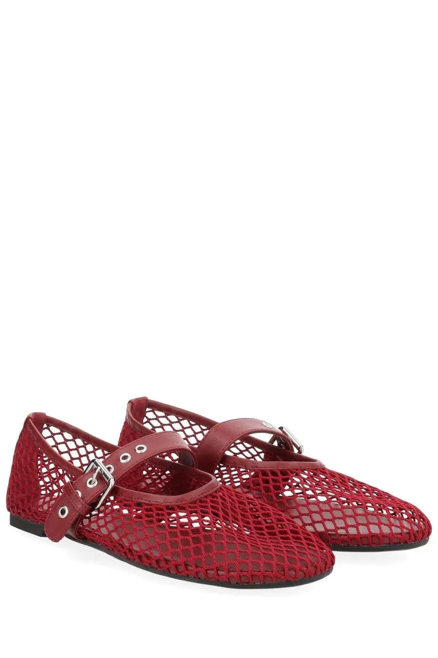 Senso women’s ballerina Carina red mesh mary jane flats with silver-toned buckle accents and minimalist design