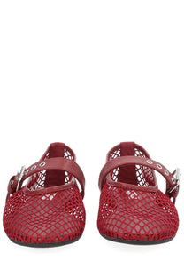 Senso women’s ballerina Carina red mesh mary jane flats with smooth leather strap and silver buckle