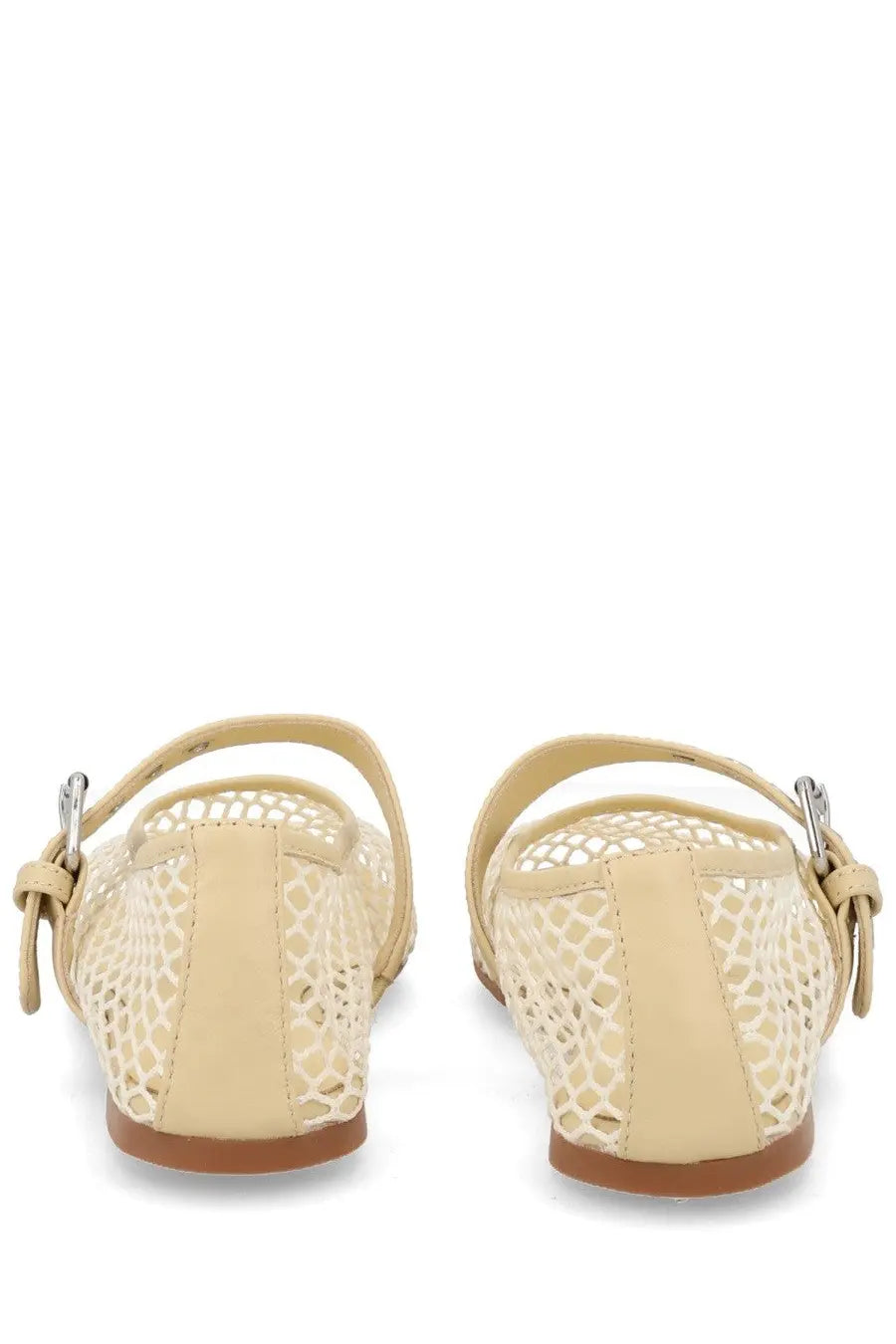 Senso women’s ballerina carina white beige mesh flat sandals with sleek minimalist design and metallic buckle accents
