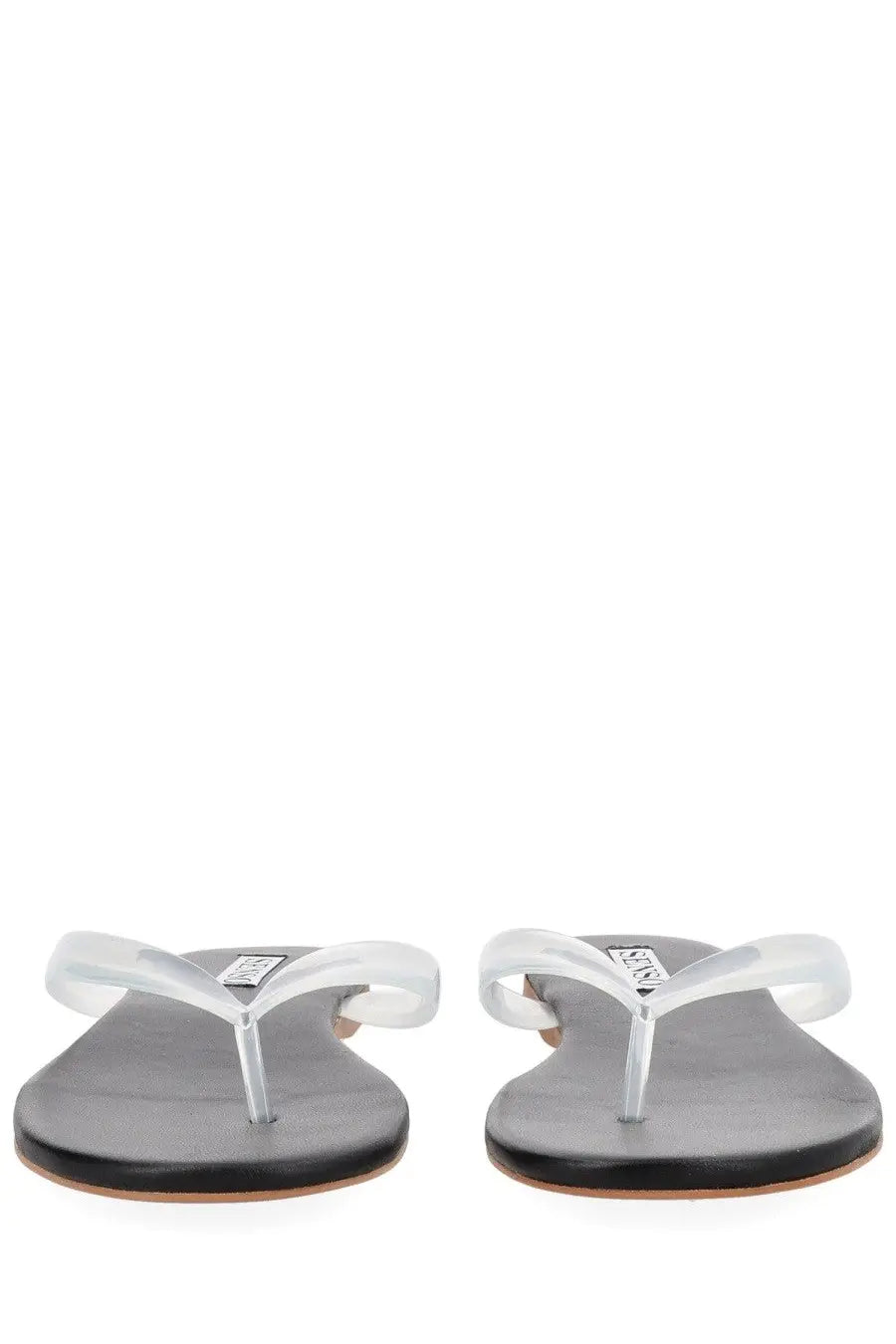 Senso women’s sandalo infradito harmony black clear plastic thong sandals with black rubber sole