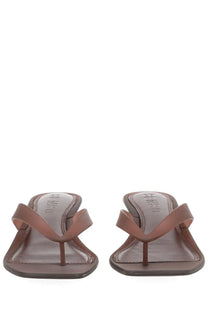 Brown leather minimalist flip-flops with dsquared2 embossed insole senso women’s sandalo sonya con tacco brown