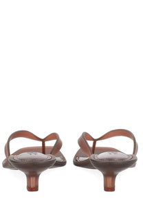 Brown rubber flip-flops senso women’s sandalo sonya with low translucent heel and subtle logo on the insole