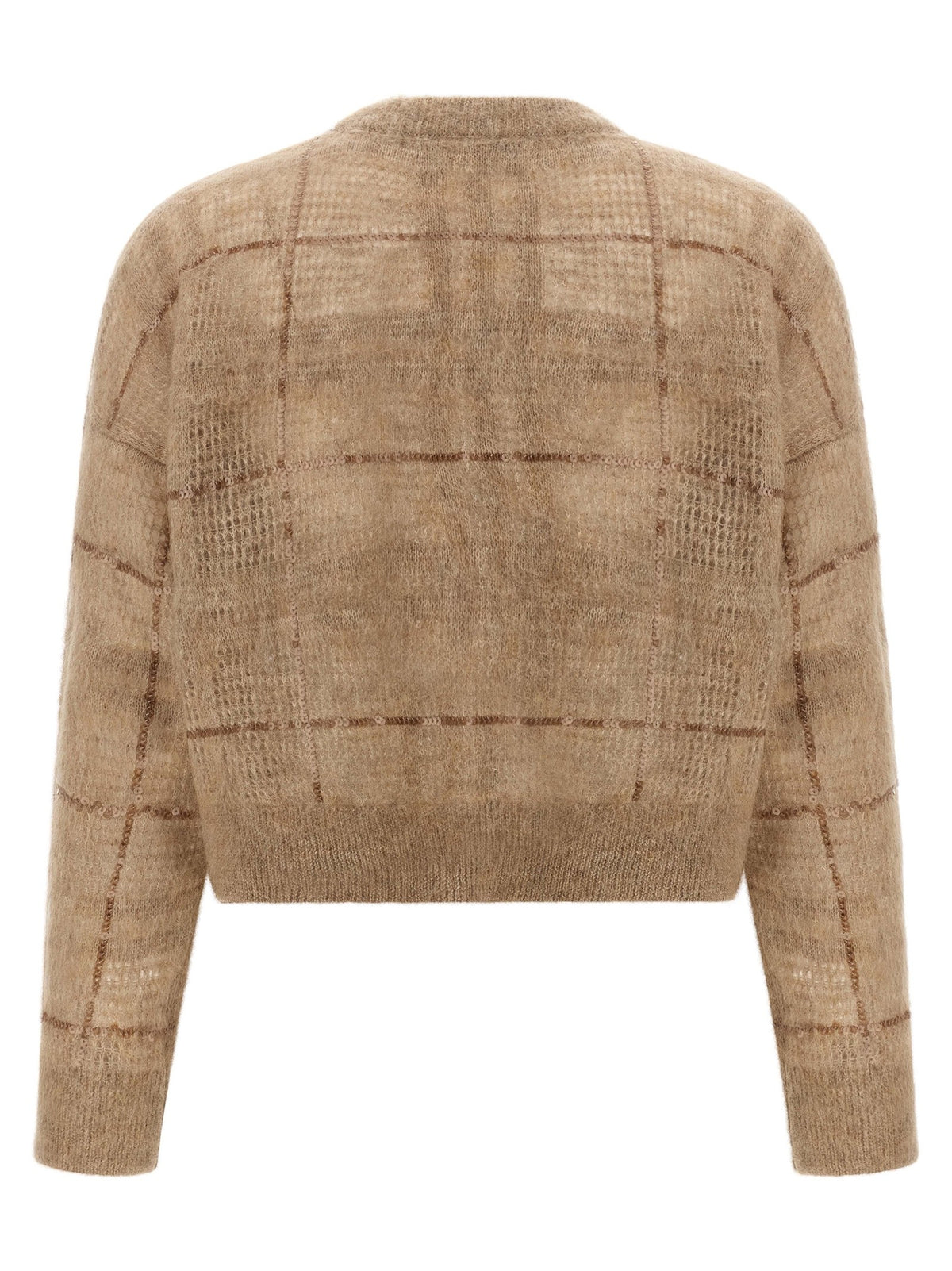 Brunello Cucinelli Sequin Check Sweater Beige, view 2