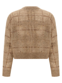 Brunello Cucinelli Sequin Check Sweater Beige, view 2