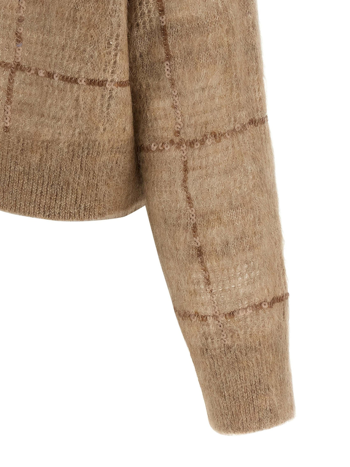 Brunello Cucinelli Sequin Check Sweater Beige, view 4